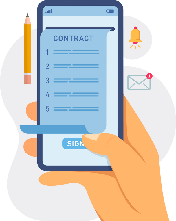 Online e-contract document sign via smartphone