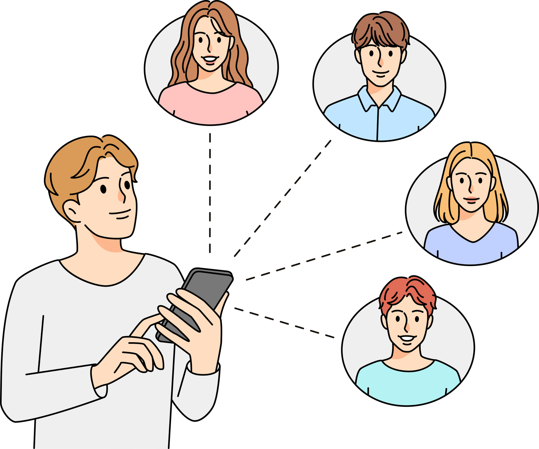 Man communicate online with people